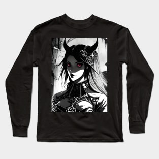 Whispers of Night: Dark Art in Captivating Black and White Long Sleeve T-Shirt